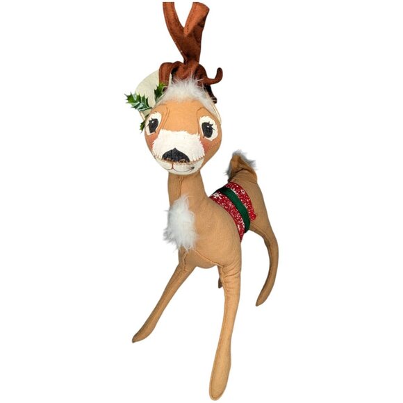 Vintage Annalee Mobilitee Christmas Reindeer Plush 18" x 16" Eyes Open - Picture 9 of 14